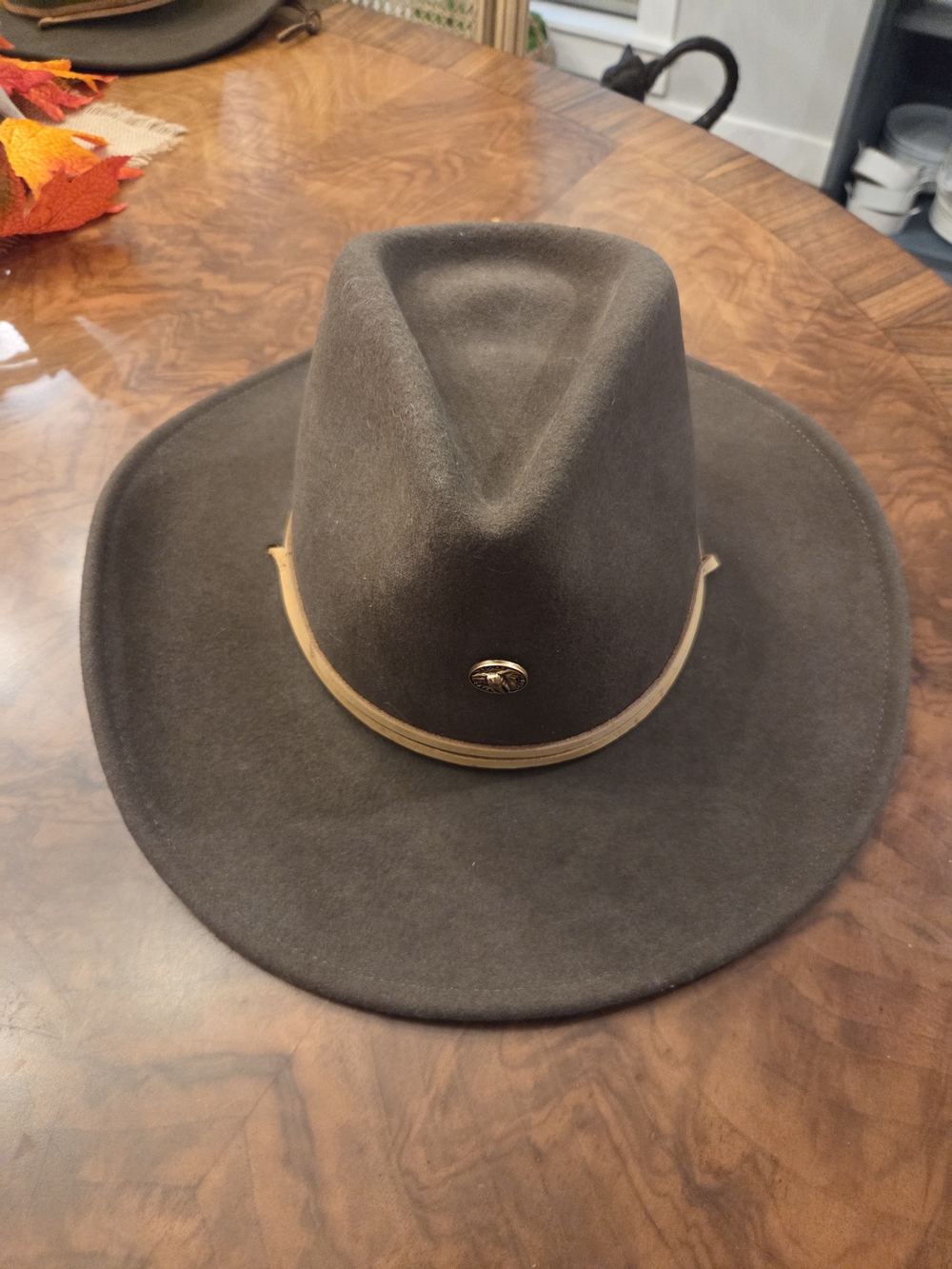 Classic Brown Wool Fadora Hat